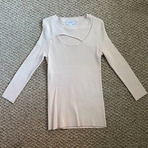 NWOT Ivory Ribbed Cutout Top